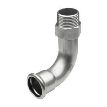 Pers knie buitendraad bocht 90° RVS 316L