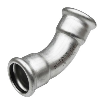 Pers knie 45° RVS 316L