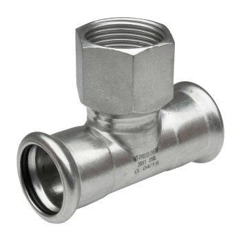 Pers t-stuk binnendraad RVS 316L