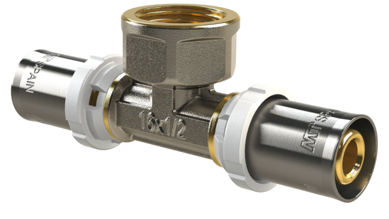 Tecuro T-stuk Messing – 1 X 1/2 X 1 Inch Binnendraad, CW617N Voor Drinkwaterinstallaties